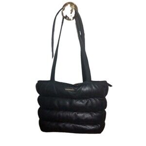 Women's Marta Ponti Black Leather Puffer Handbag Shoulder Bag NEEDS REPAIR